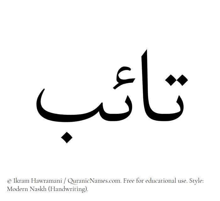 The Muslim name Taib written in naskh script
