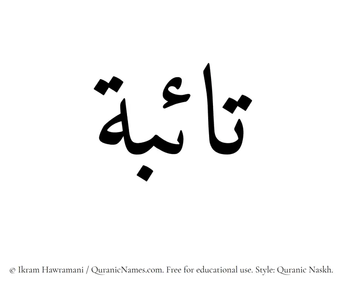 The Muslim name Taiba (Taebah) written in Quranic naskh script