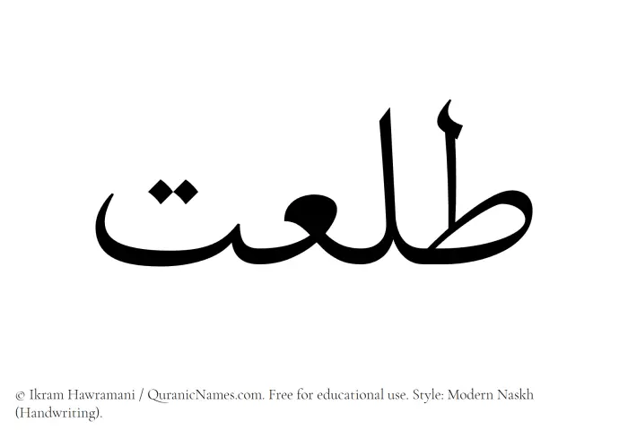 The Muslim name Talaat written in naskh script