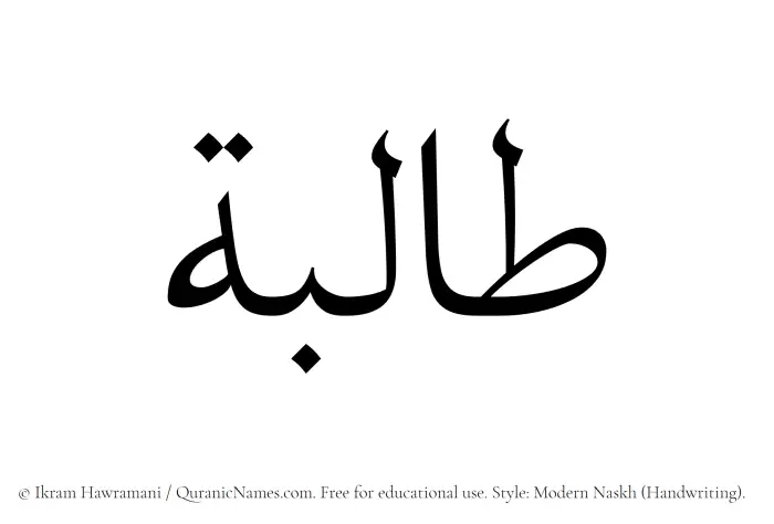 The Muslim name Talibah written in naskh script
