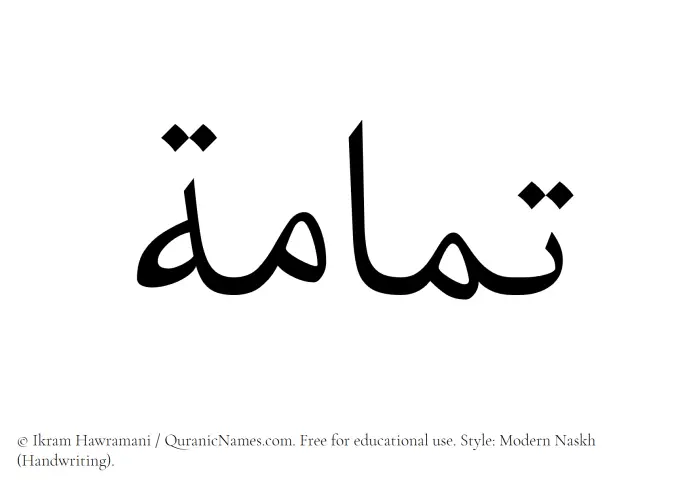 The Muslim name Tammamah written in naskh script
