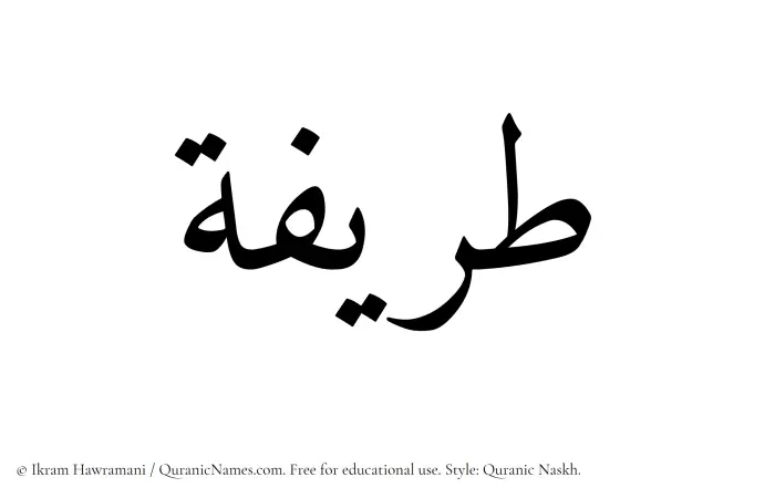 The Muslim name Tareefah written in Quranic naskh script