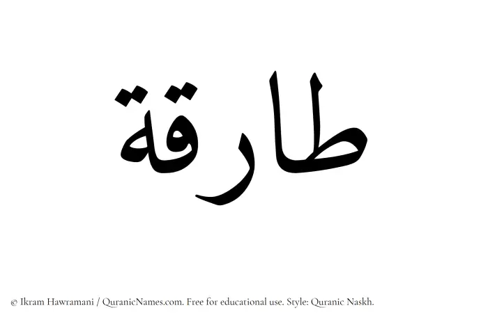 The Muslim name Tariqa written in Quranic naskh script