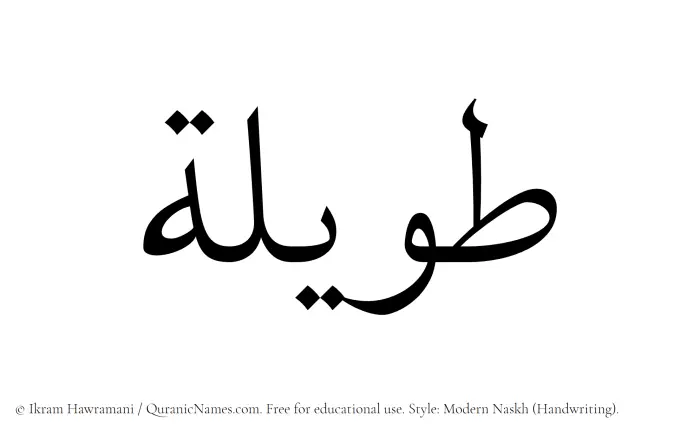 The Muslim name Tawilah written in naskh script