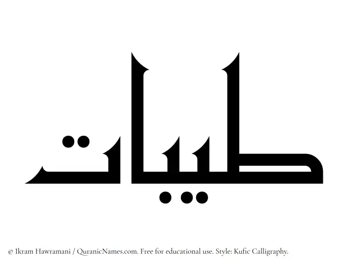The Muslim name Tayibat written in Kufi/Kufic calligraphic script