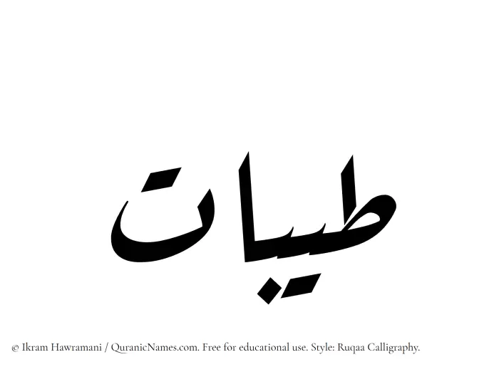 The Muslim name Tayibat written in Ruqaa calligraphic script