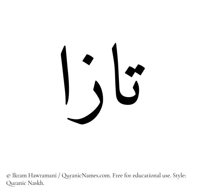 The Muslim name Taza written in Quranic naskh script