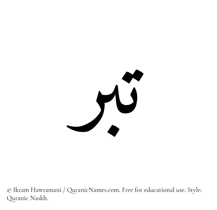 The Muslim name Tibr written in Quranic naskh script