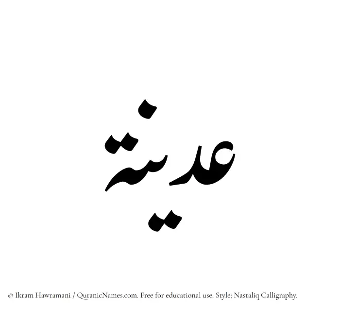 The Muslim name word Udaina written in Nastaliq calligraphic script