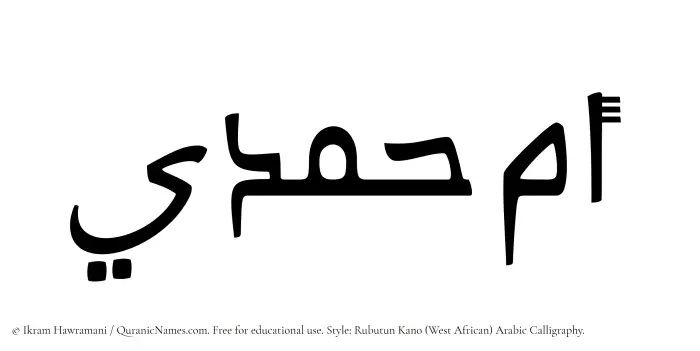 The Muslim name Umm Hamdi written in Rubutun Kano calligraphic script