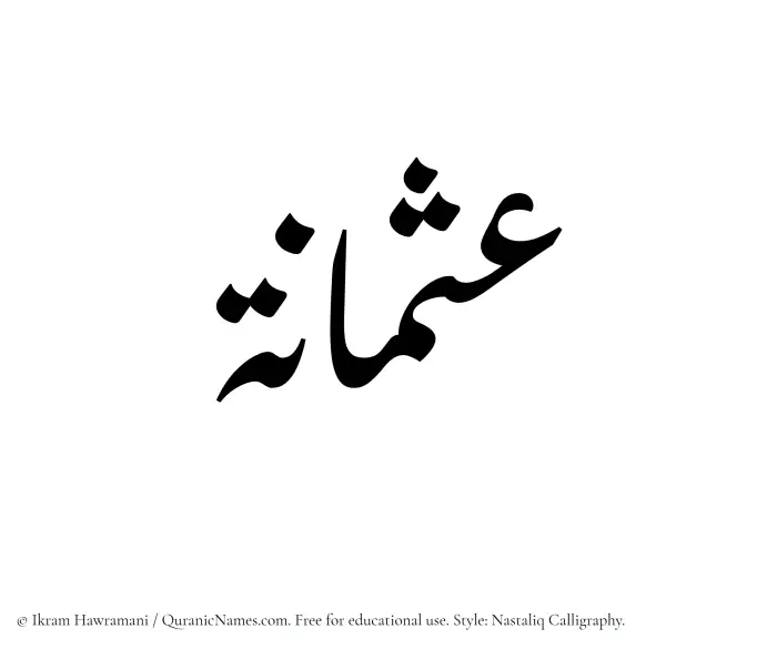 The Muslim name word Usmanah written in Nastaliq calligraphic script