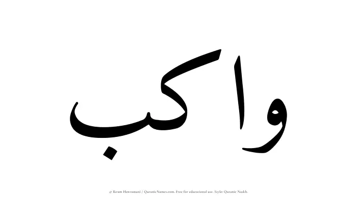 The Muslim name Wakib written in Quranic naskh script