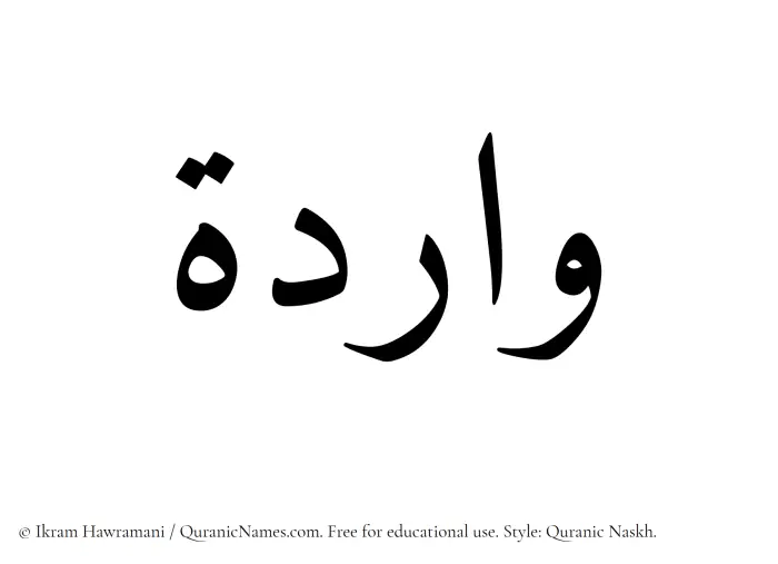 The Muslim name Warida written in Quranic naskh script