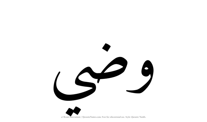 The Muslim name Wazee written in Quranic naskh script