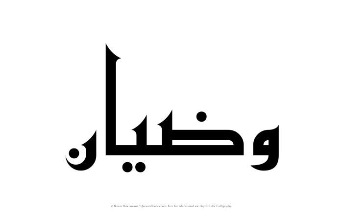 The Muslim name Wazian written in Kufi/Kufic calligraphic script