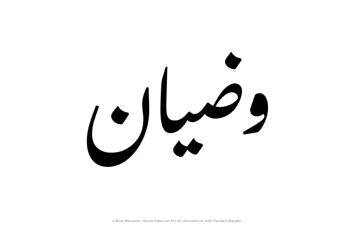 The Muslim name word Wazian written in Nastaliq calligraphic script