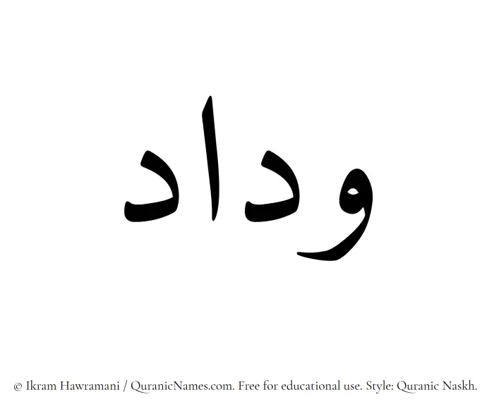 The Muslim name Widad written in Quranic naskh script