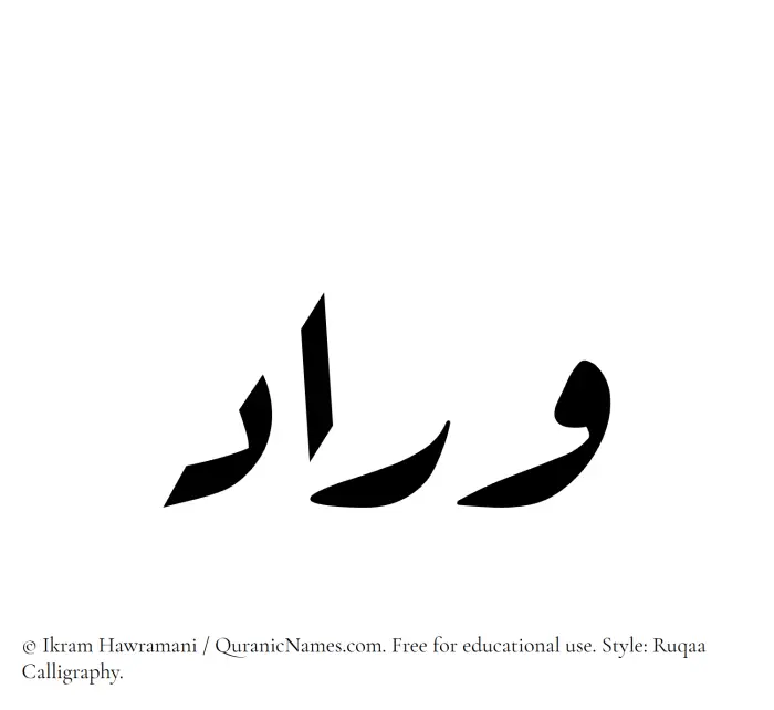 The Muslim name Wirad written in Ruqaa calligraphic script