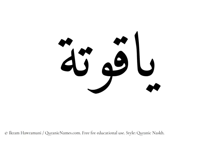The Muslim name Yaquta written in Quranic naskh script