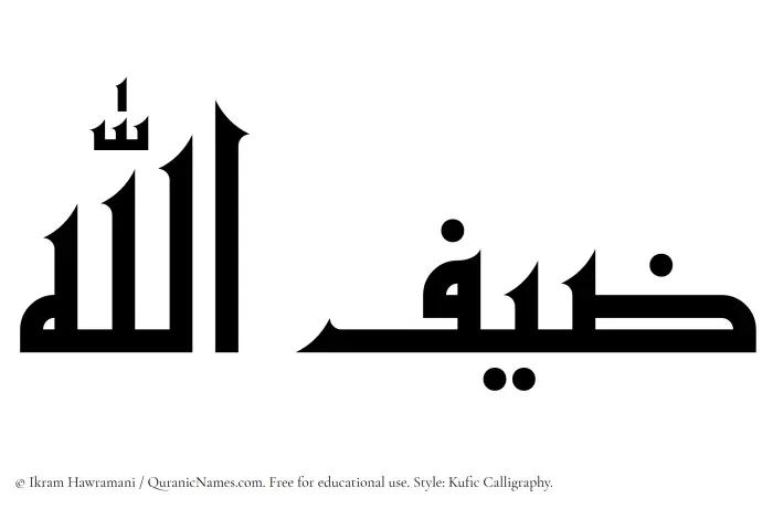 The Muslim name Zaifullah written in Kufi/Kufic calligraphic script