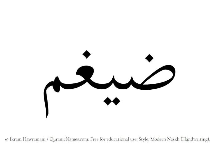 The Muslim name Zaigham written in naskh script