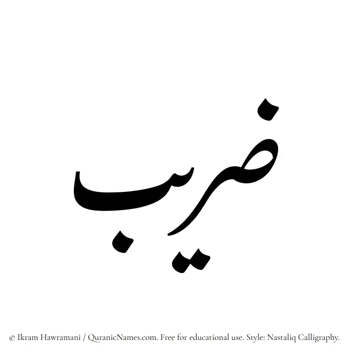 The Muslim name word Zareeb written in Nastaliq calligraphic script