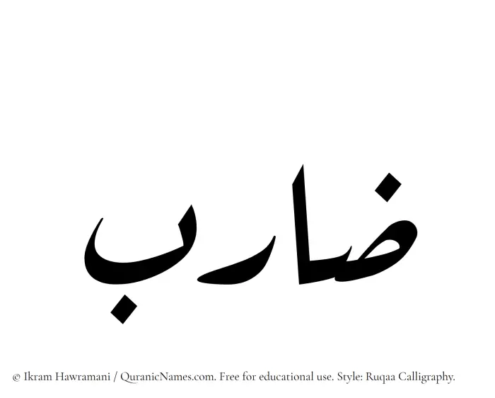 The Muslim name Zarib written in Ruqaa calligraphic script