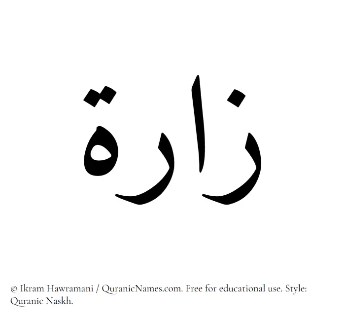 The Muslim name Zarra written in Quranic naskh script