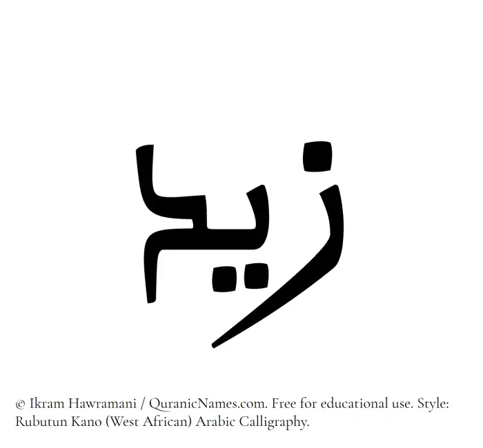 The Muslim name Zayd (Zaid/Zeid) written in Rubutun Kano calligraphic script