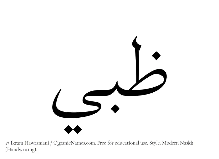 The Muslim name Zubi written in naskh script