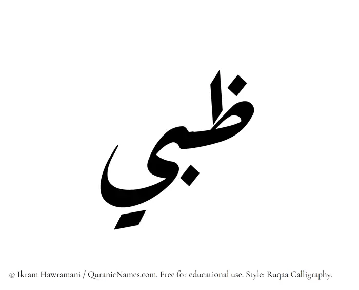 The Muslim name Zubi written in Ruqaa calligraphic script