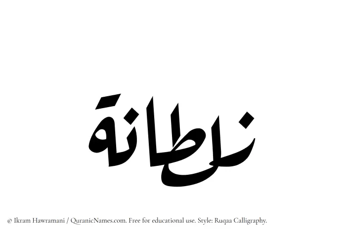 The Muslim name Zultana written in Ruqaa calligraphic script