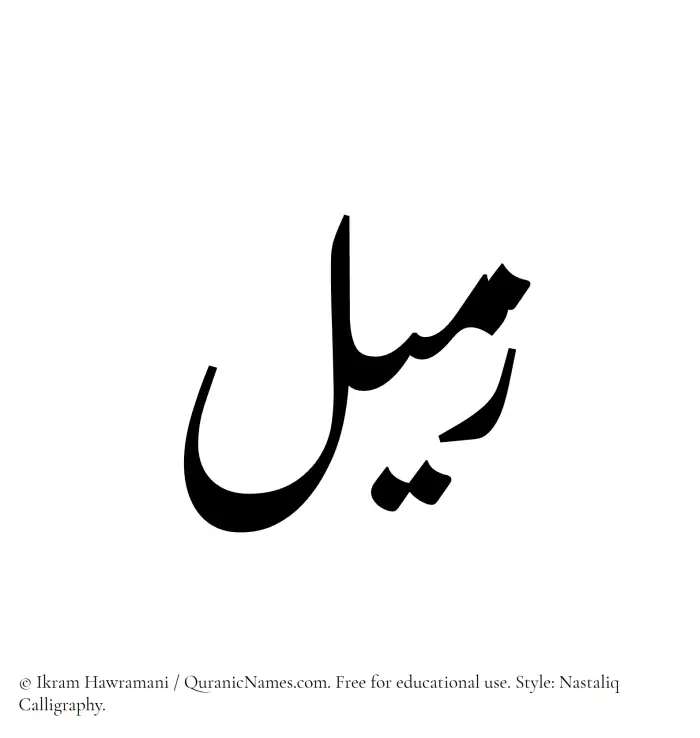 The Muslim name word Zumail written in Nastaliq calligraphic script