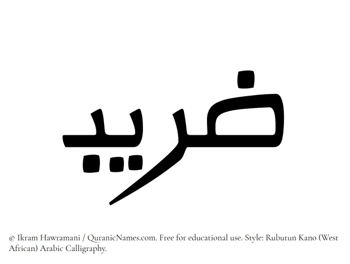 The Muslim name Zuraib written in Rubutun Kano calligraphic script