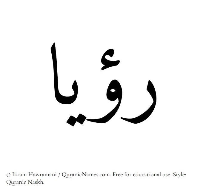The name Rouyaa written in Quranic naskh
