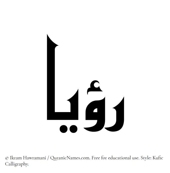The name Rouyaa written in Kufi/Kufic